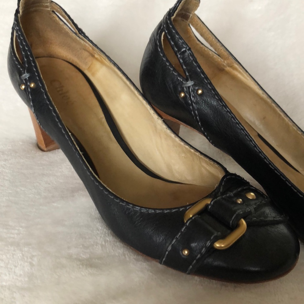 Chloe Black w Gold Buckle Mary Janes 💯AUTHENTIC